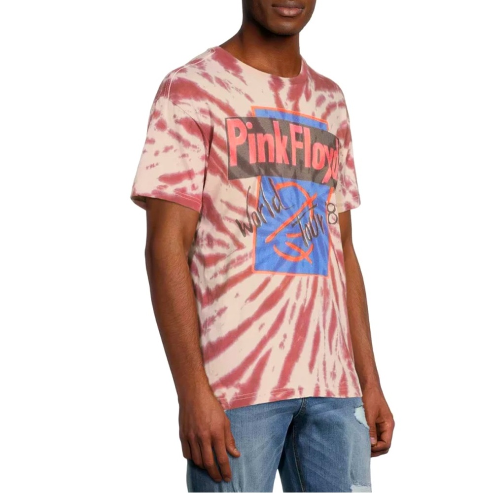 Pink Floyd World Tour rock band men’s red and beige tie dyed T-shirt Size 3XL
